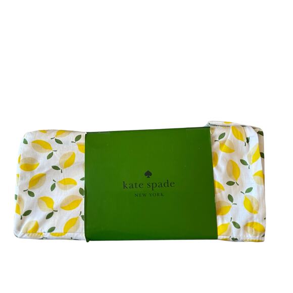 Kate Spade King Sheet Set 4pc Yellow Lemons on White 100% Cotton New - Picture 2 of 10